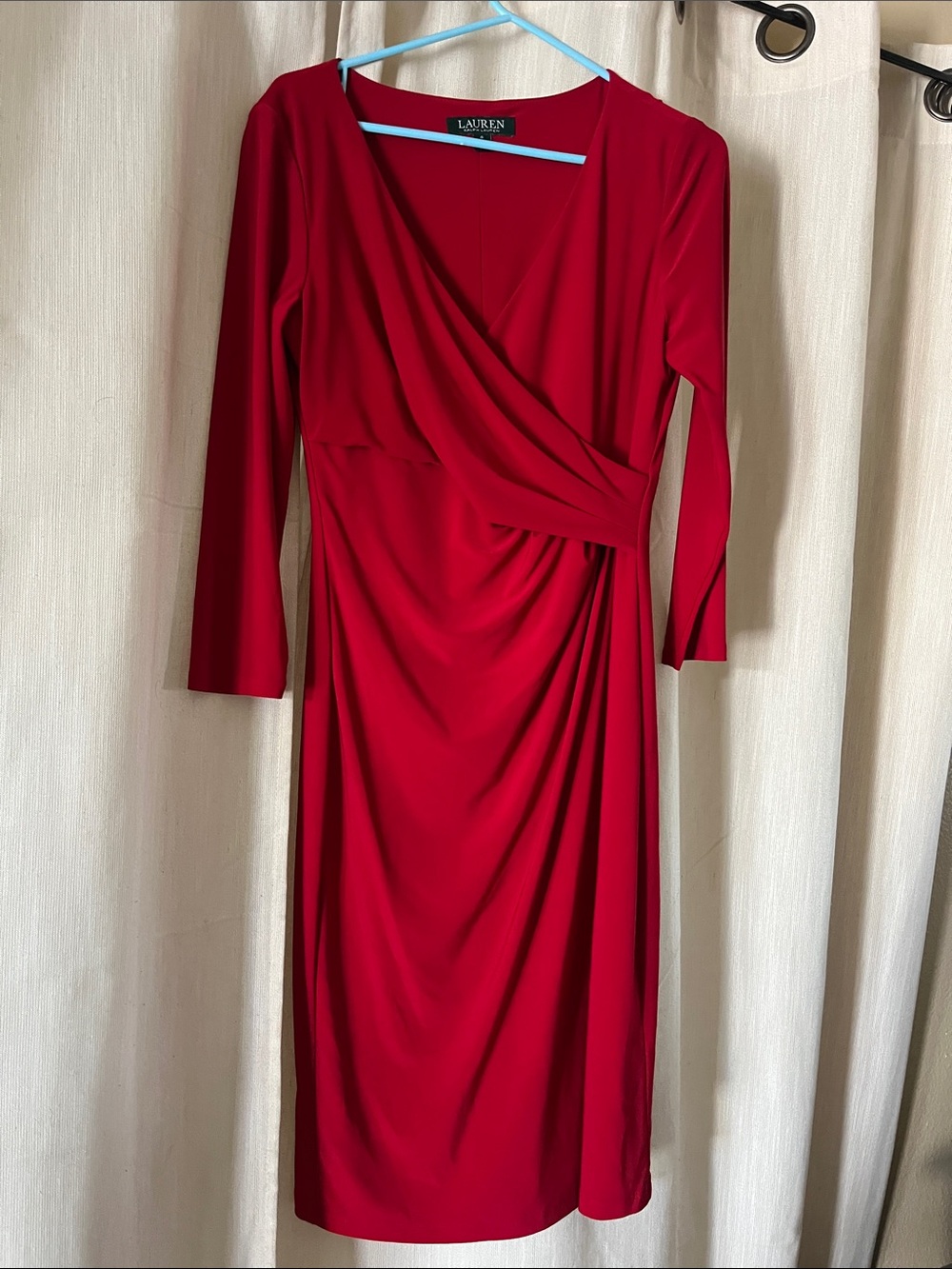 Lauren Ralph Lauren Scarlet Wrap-Style Long Sleeve Dress